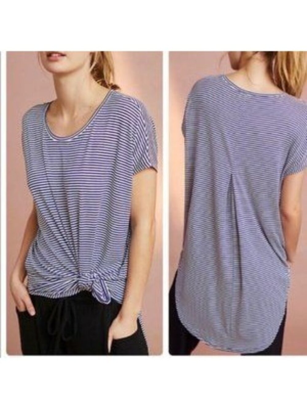 Floreat Nautical Striped Tunic Top By Anthropologie Rayon & Spandex Blend
